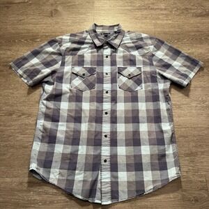 Gap Shirt Mens Large Blue Plaid Pearl‎ Snap Western Cowboy Cotton Preppy Adult